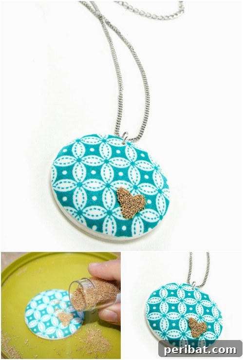 Parça Kumaşlardan Muhteşem Projeler: 100'den Fazla Yaratıcı Değerlendirme Fikri 43 DIY Fabric Scrap Heart Pendant Necklace