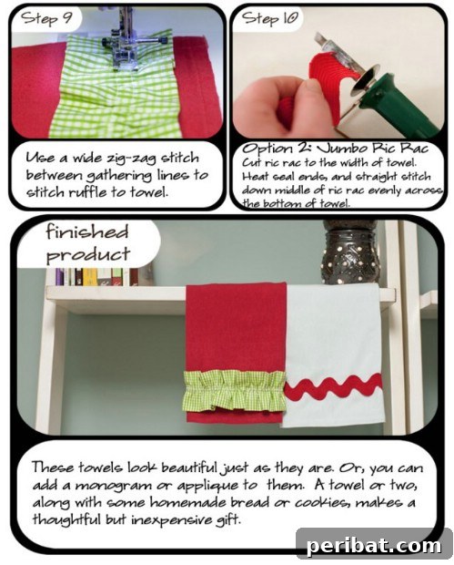 Parça Kumaşlardan Muhteşem Projeler: 100'den Fazla Yaratıcı Değerlendirme Fikri 49 DIY Fabric Trimmed Kitchen Towels
