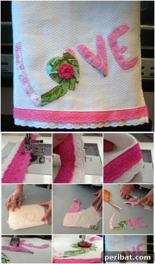 Parça Kumaşlardan Muhteşem Projeler: 100'den Fazla Yaratıcı Değerlendirme Fikri 55 DIY Fabric Scrap Appliqué Tea Towel