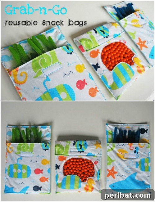 Parça Kumaşlardan Muhteşem Projeler: 100'den Fazla Yaratıcı Değerlendirme Fikri 65 DIY Fabric Reusable Snack Bags with Window