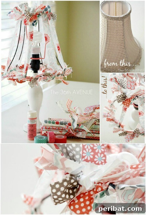 Parça Kumaşlardan Muhteşem Projeler: 100'den Fazla Yaratıcı Değerlendirme Fikri 66 DIY Fabric Scrap Tie Lamp Shade