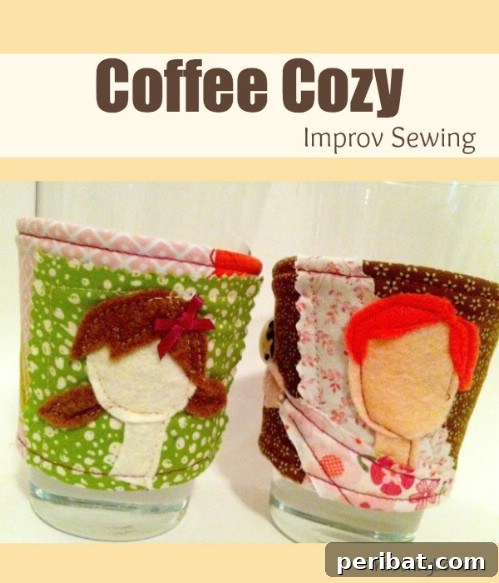 Parça Kumaşlardan Muhteşem Projeler: 100'den Fazla Yaratıcı Değerlendirme Fikri 86 DIY Fabric Scrap Coffee Cup Cozy