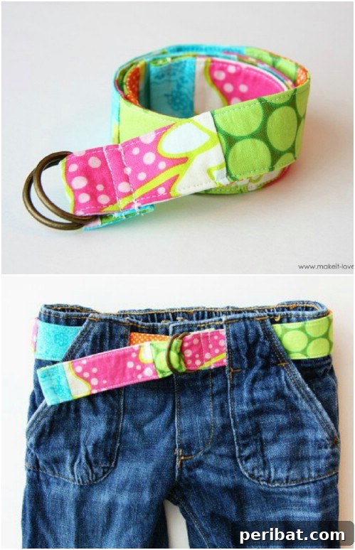 Parça Kumaşlardan Muhteşem Projeler: 100'den Fazla Yaratıcı Değerlendirme Fikri 97 DIY Fabric Scrap Pieced Belt for Kids or Adults