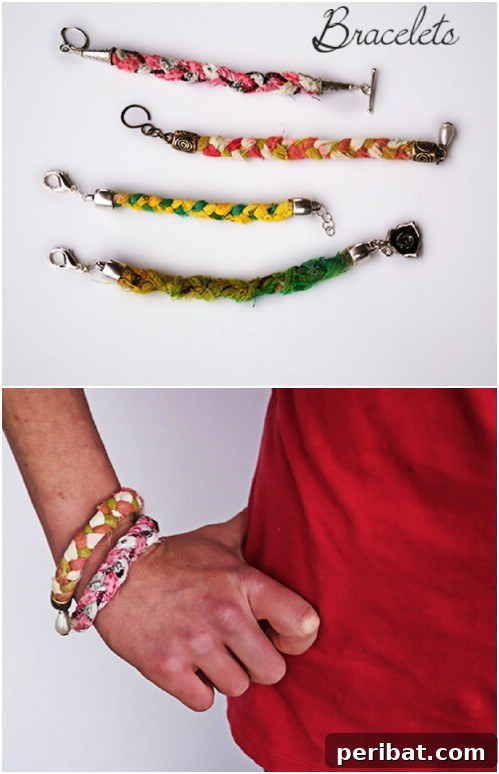 Parça Kumaşlardan Muhteşem Projeler: 100'den Fazla Yaratıcı Değerlendirme Fikri 99 DIY Fabric Scrap Braided Bracelets