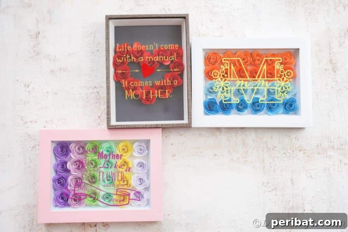 DIY Cricut Mother’s Day Floral Shadowbox With 3 Designs