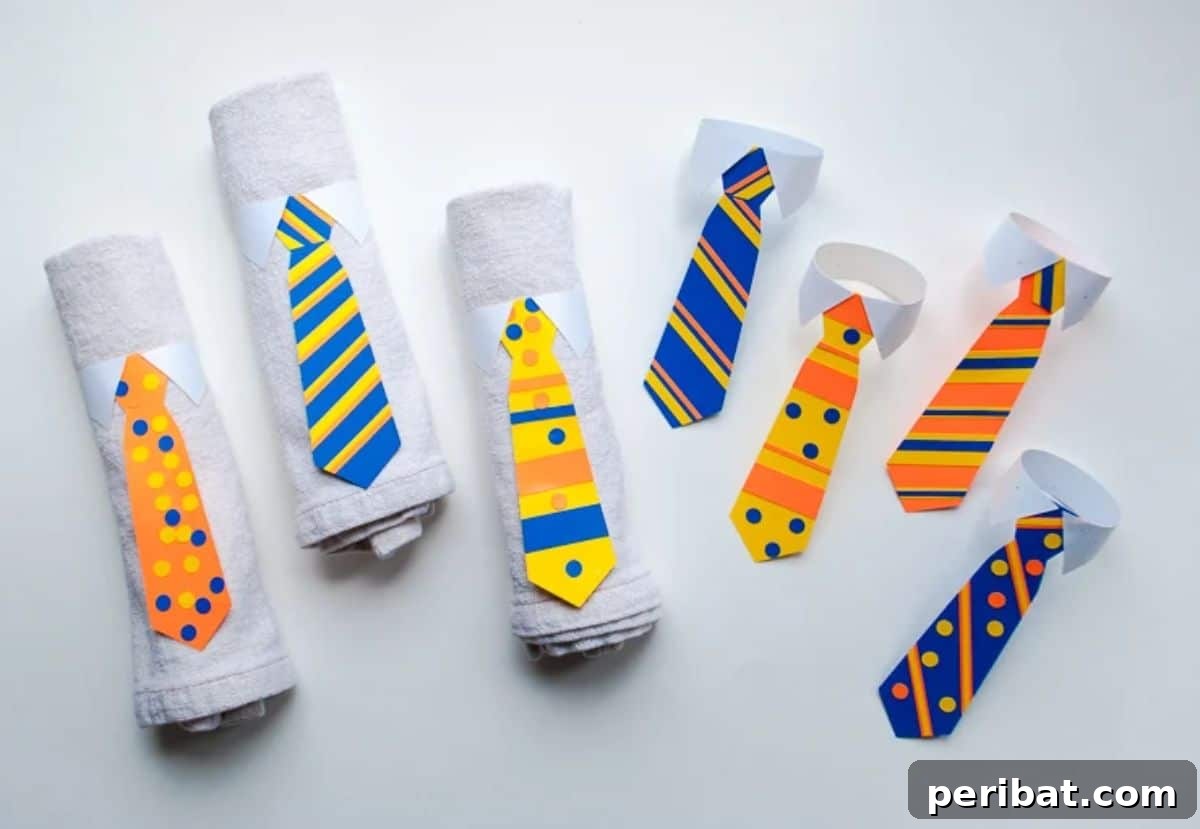 31 Homemade Father's Day Decor and Gift Ideas 25 DIY Tie Napkin Rings and Tie Bunting Father’s Day Decorations