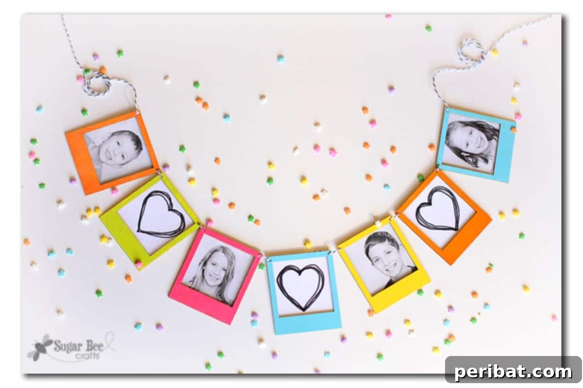 DIY mini photo frame banner tutorial for personalized birthday decorations