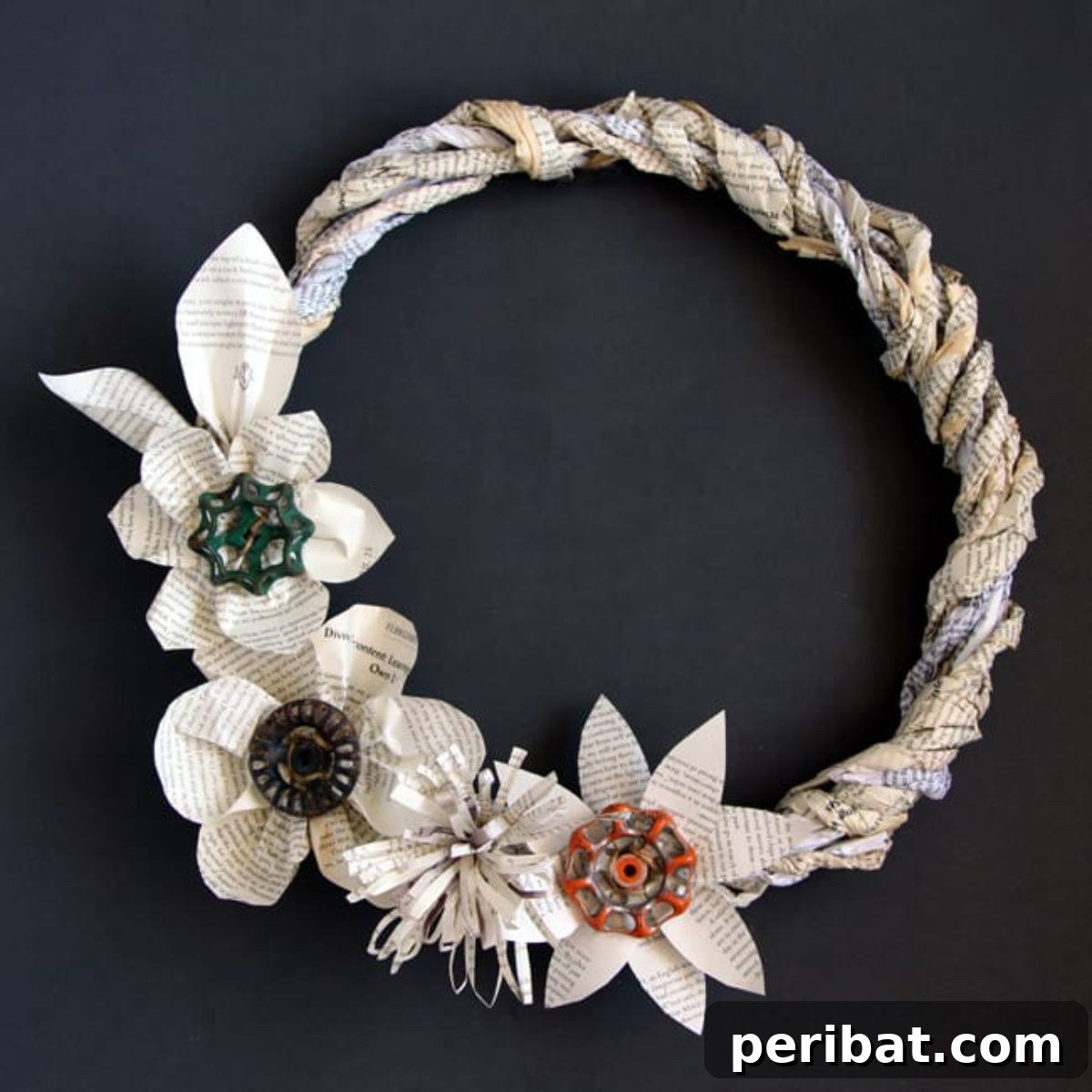 Creative DIY grapevine old book wreath for rustic birthday decor