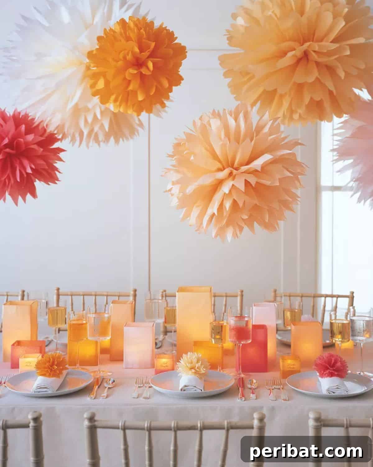 Instructions for creating vibrant tissue paper pom-poms for birthday celebrations