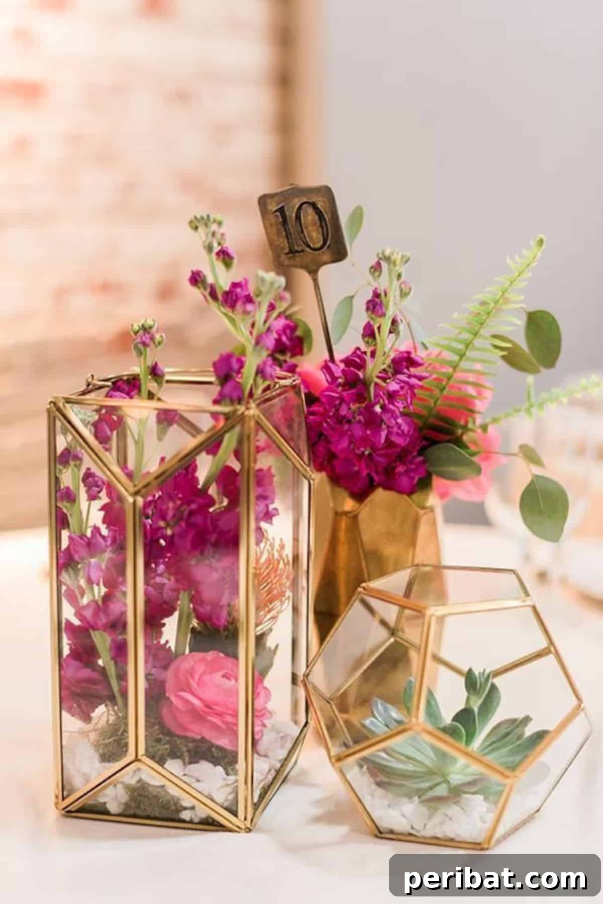 Inspiration for handmade glass geometric terrarium centerpieces for birthday celebrations