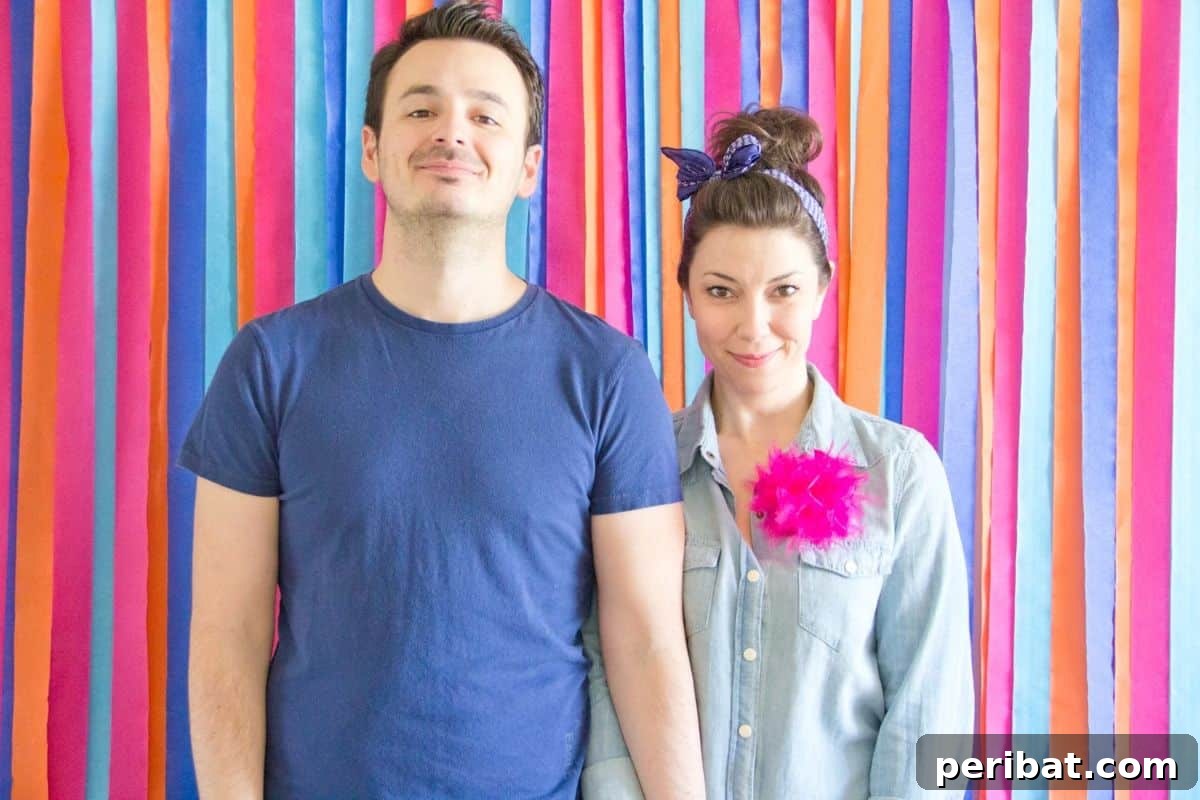 Easy DIY photo backdrop out of streamers for memorable birthday pictures