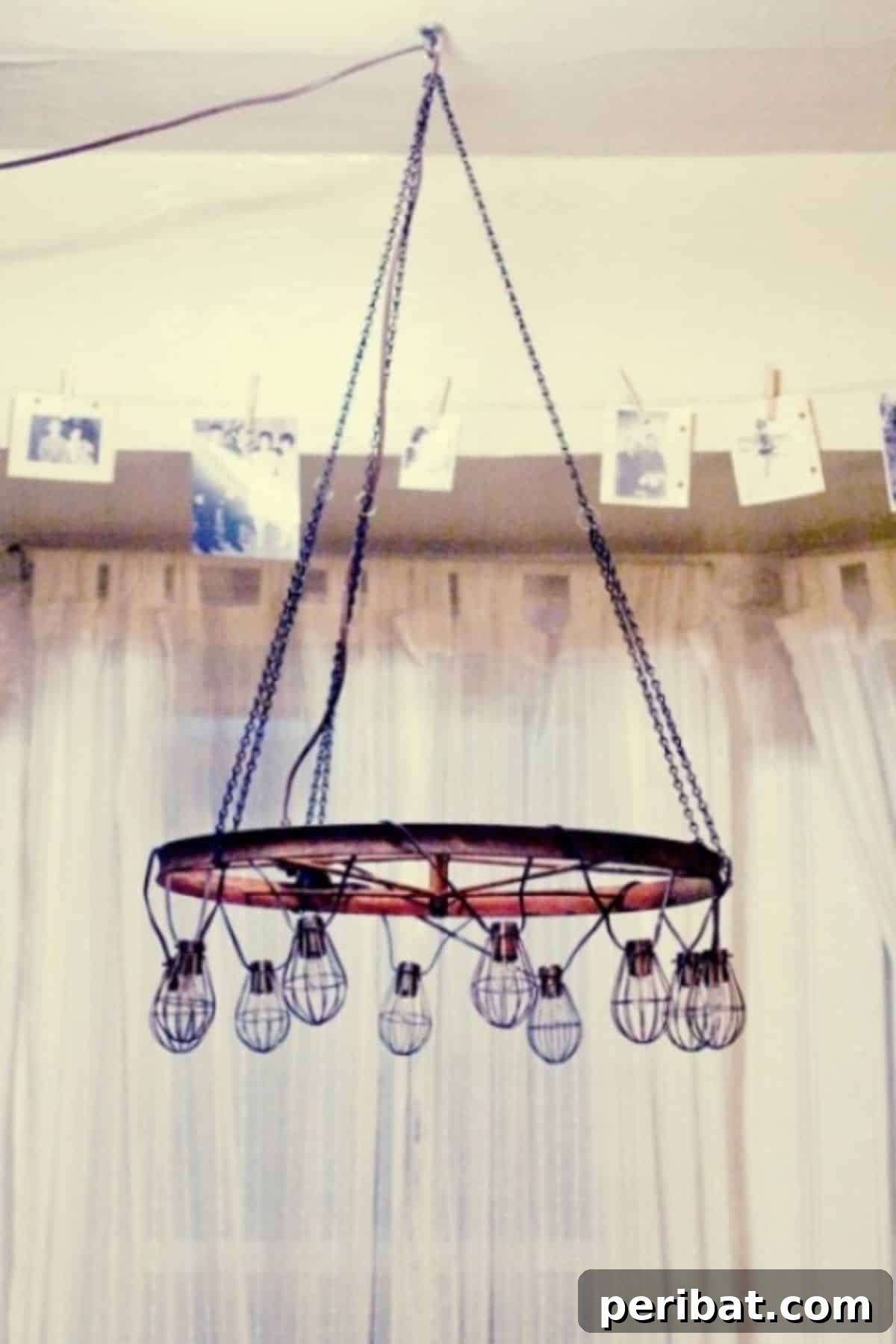 DIY industrial and vintage chandelier for edgy birthday decor