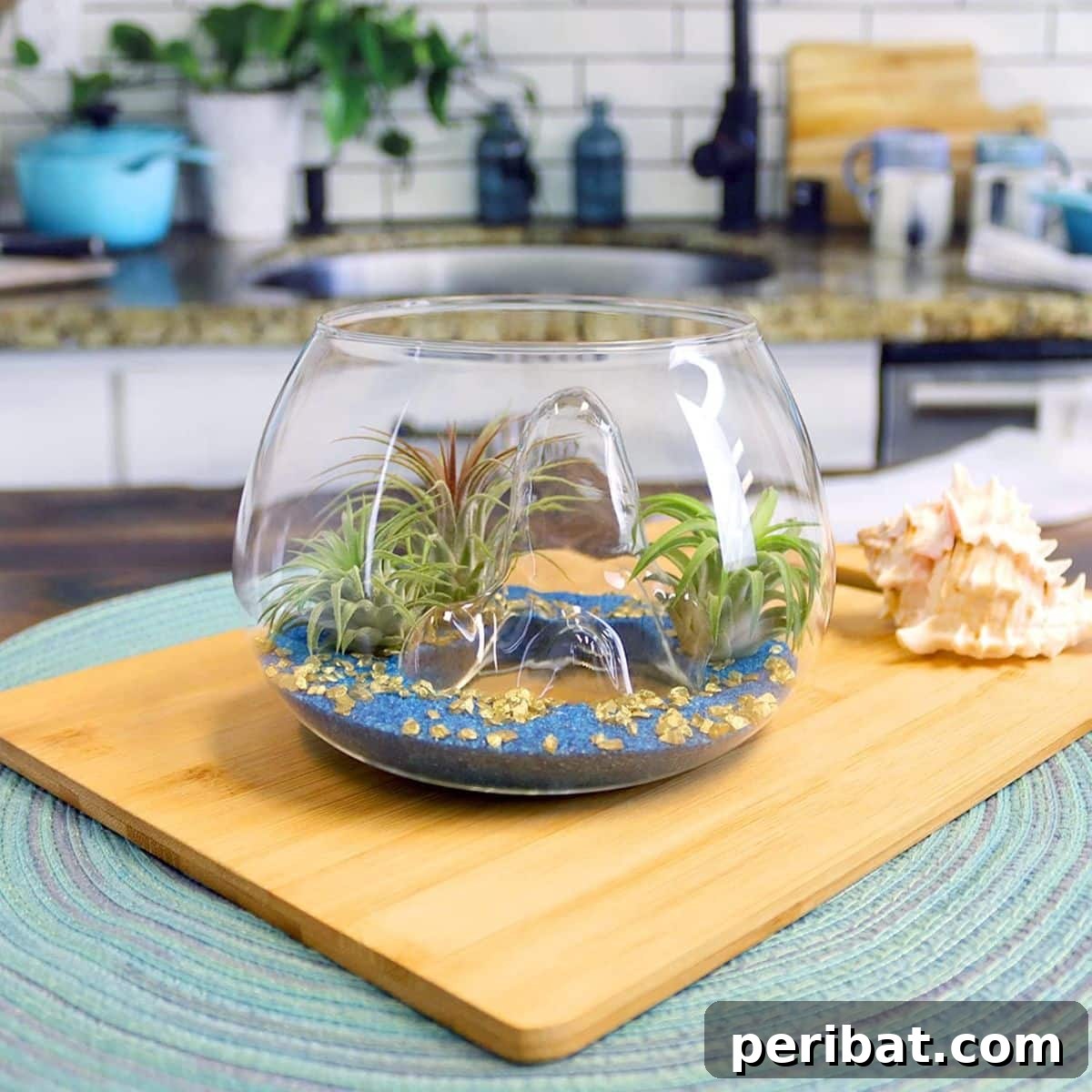 DIY glass mountain bowl terrarium kit with sand for a touch of nature and sparkle at birthday parties