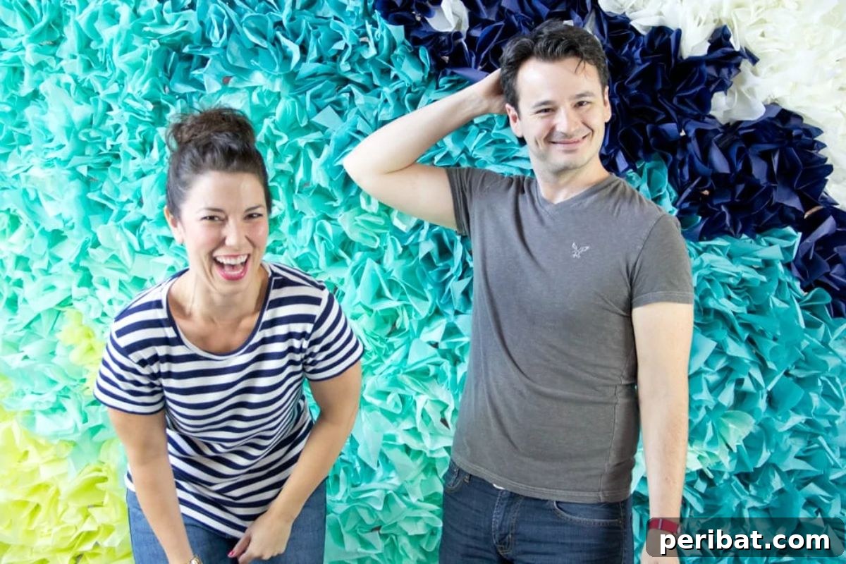 Imaginative DIY tissue paper backdrop for colorful birthday photo ops