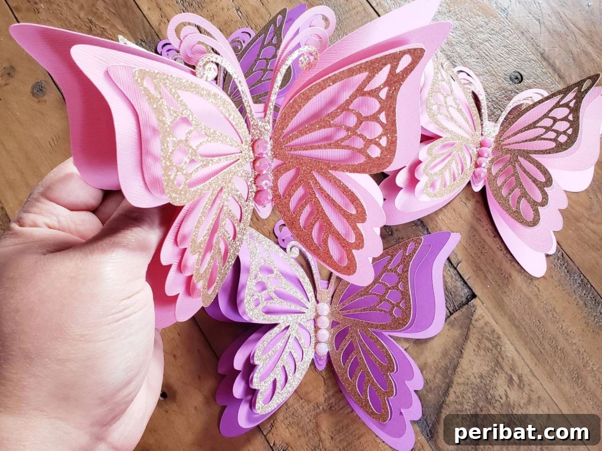 Inspiration for whimsical 3D butterfly decorations for birthday parties