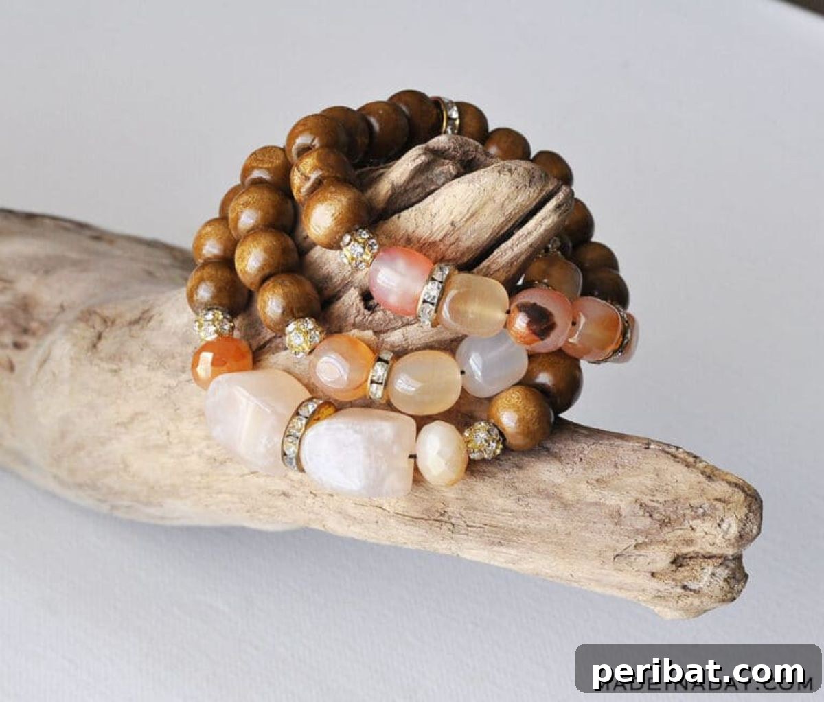 50 Heartfelt Handmade Birthday Gifts 22 Wood and Stone Bead Bracelets