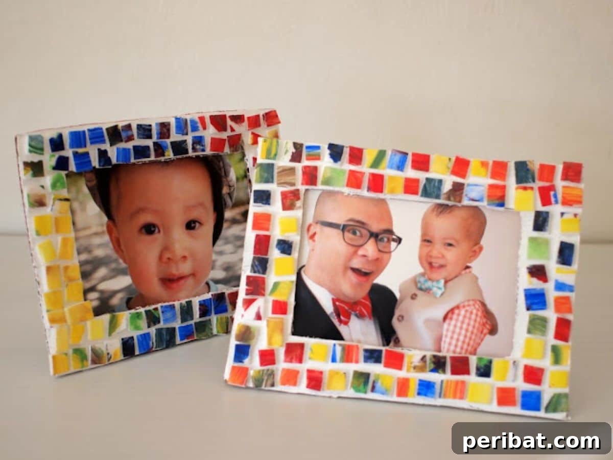 50 Heartfelt Handmade Birthday Gifts 27 Homemade Painted Mosaic Styrofoam Tile Picture Frame