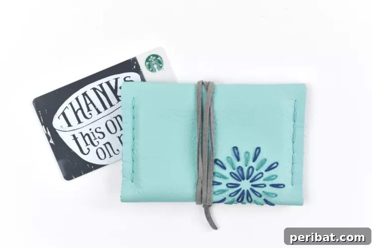 50 Heartfelt Handmade Birthday Gifts 6 Embroidered Leather Gift Card Holder