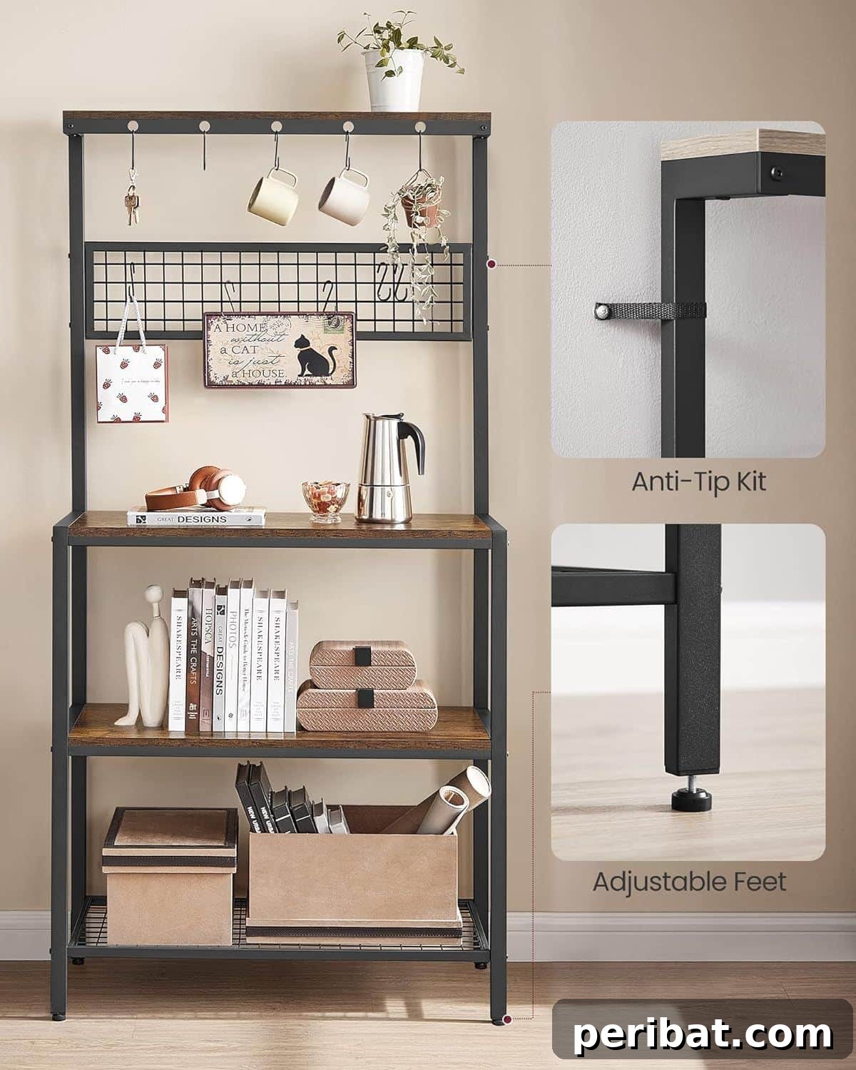 Transform Your Pantry: 45 Shelving Ideas and Creative Builds 29 Baker’s Rack
