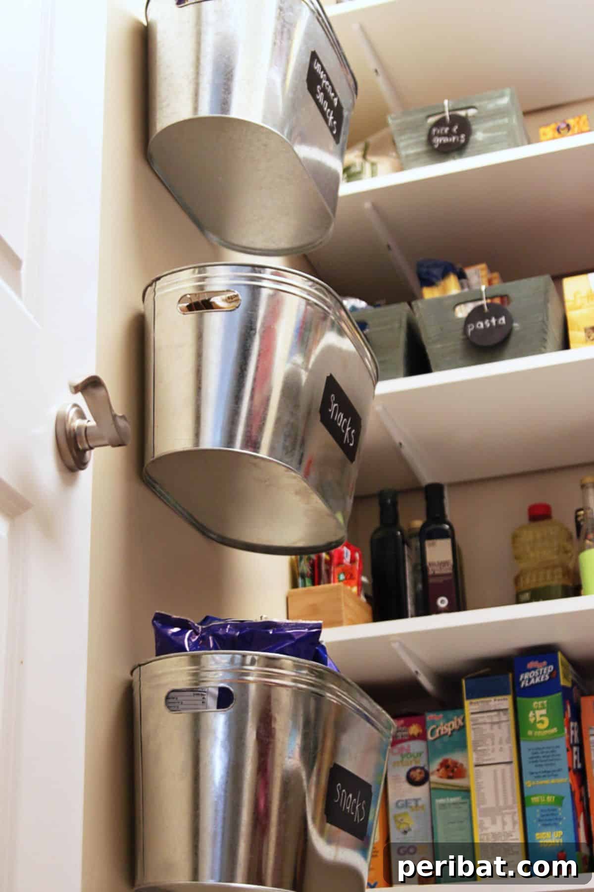 Transform Your Pantry: 45 Shelving Ideas and Creative Builds 34 DIY Hanging Metal Storage Bins