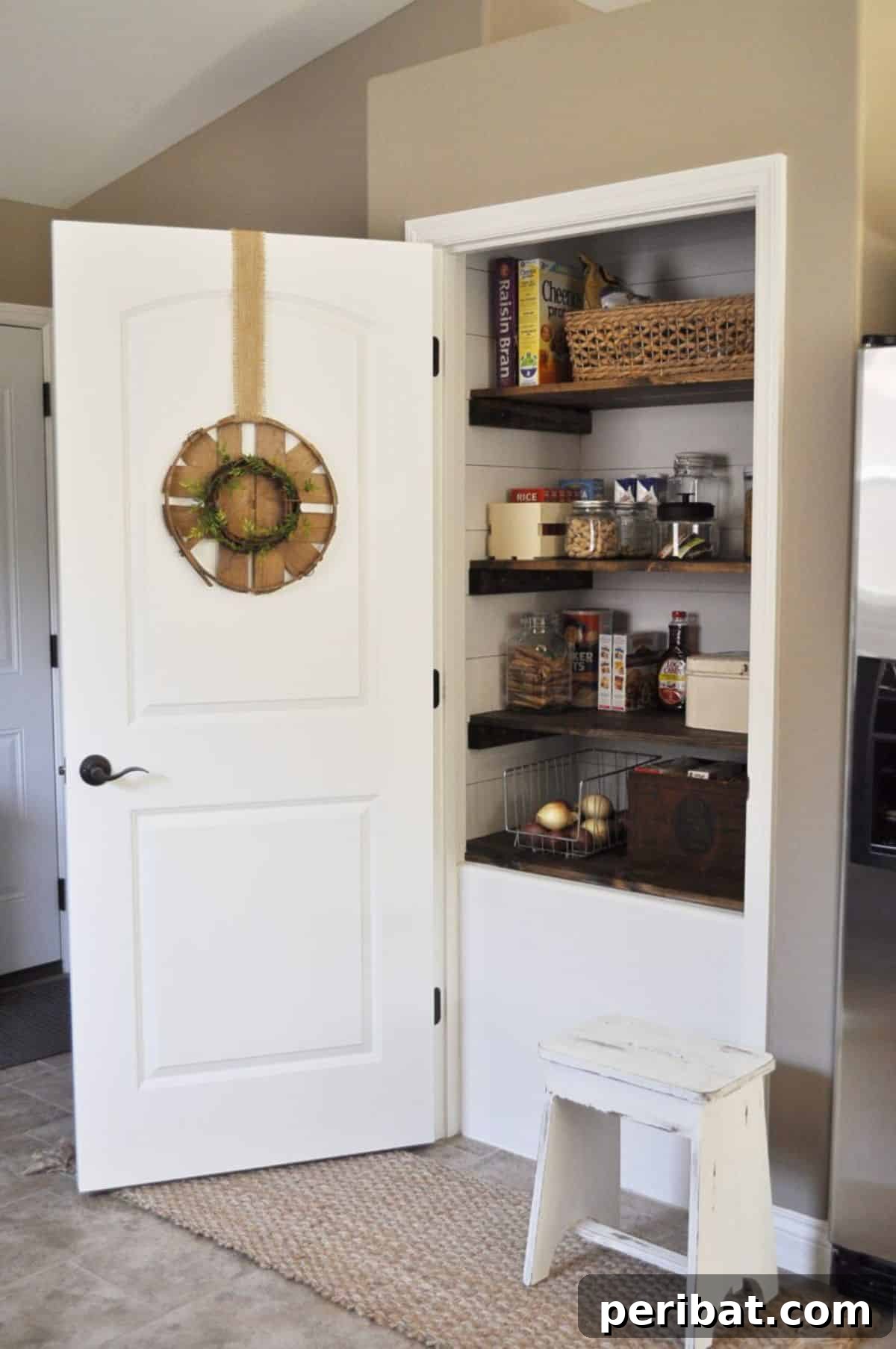 Transform Your Pantry: 45 Shelving Ideas and Creative Builds 8 DIY Shiplap and Stained Wood Shelves for the Pantry