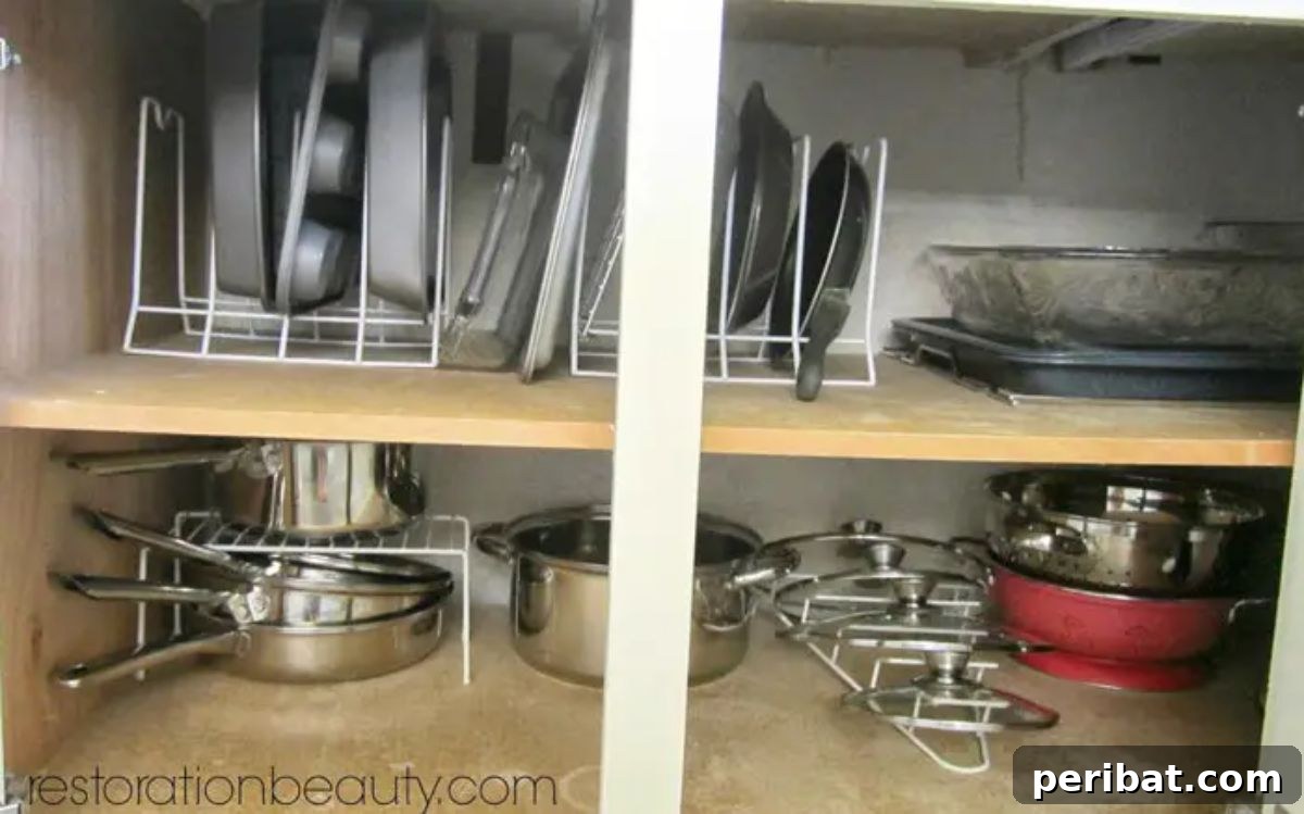 Master Your Kitchen Cabinets 47 Ways 17 DIY Pots and Pans Organizer