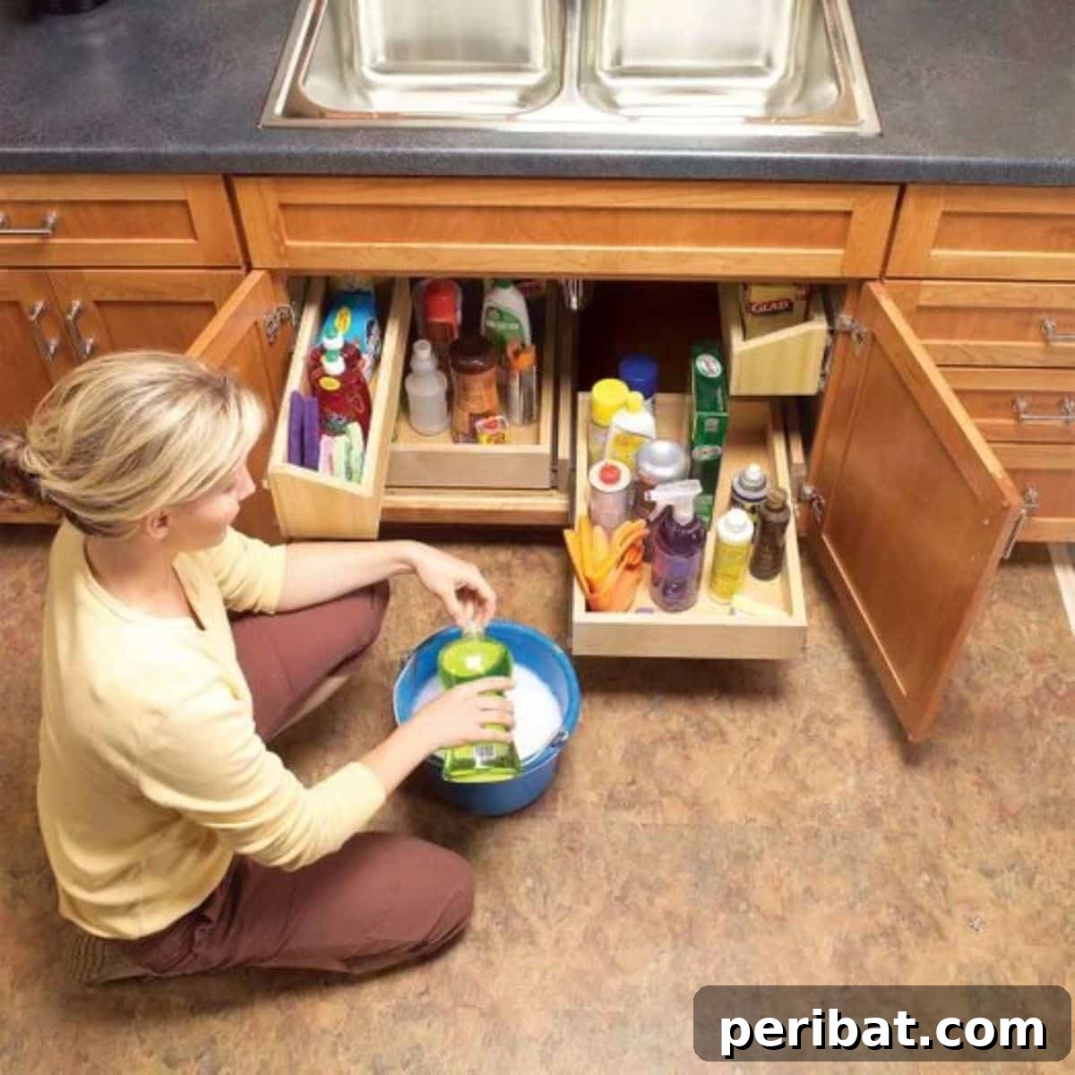 Master Your Kitchen Cabinets 47 Ways 36 DIY Pull-Out Under Sink Storage Trays