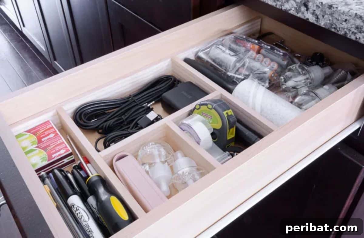 Master Your Kitchen Cabinets 47 Ways 49 DIY Junk Drawer Organizer