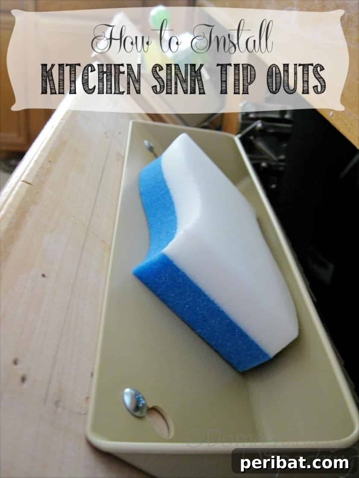 DIY Kitchen Sink Tip Outs providing concealed, accessible storage for sponges and cleaning supplies, maximizing limited kitchen space.
