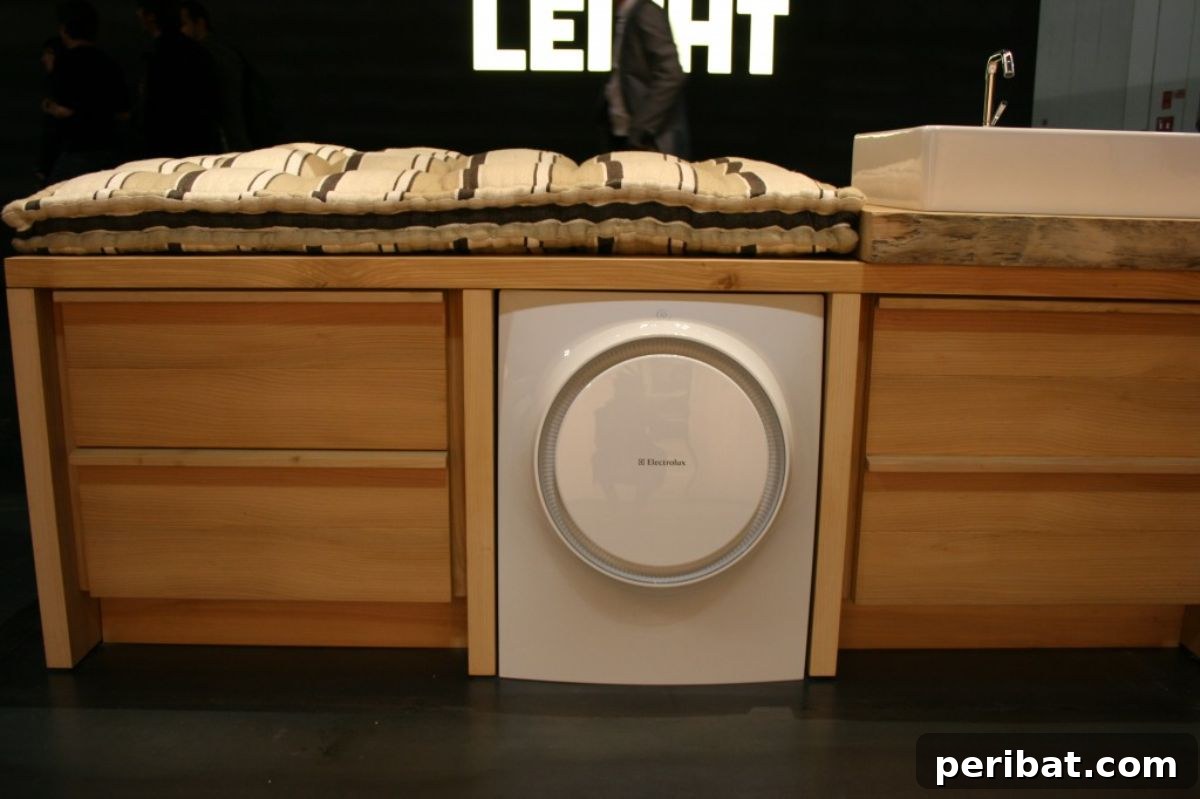 DIY Under Sink Washing Machine hack for compact homes, integrating a laundry area into minimalist living spaces.