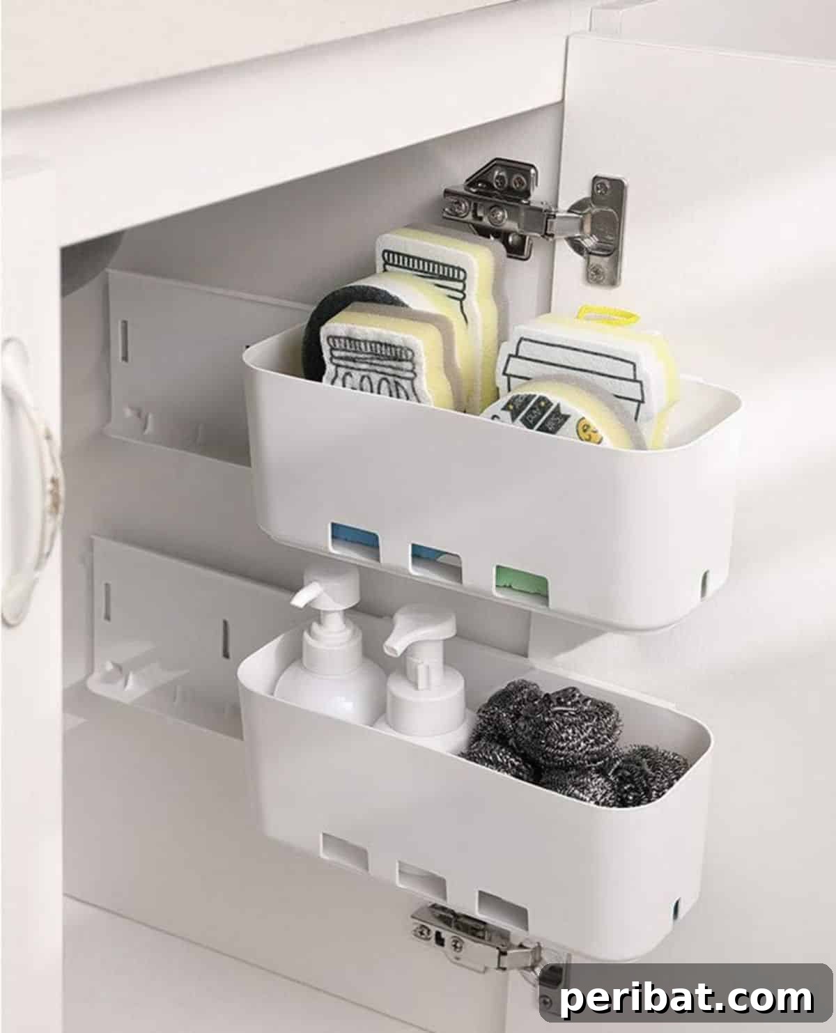ICCGBHGO Sliding Floating Cabinet Door Shelves for easy-to-access storage in kitchens, bathrooms, and offices.