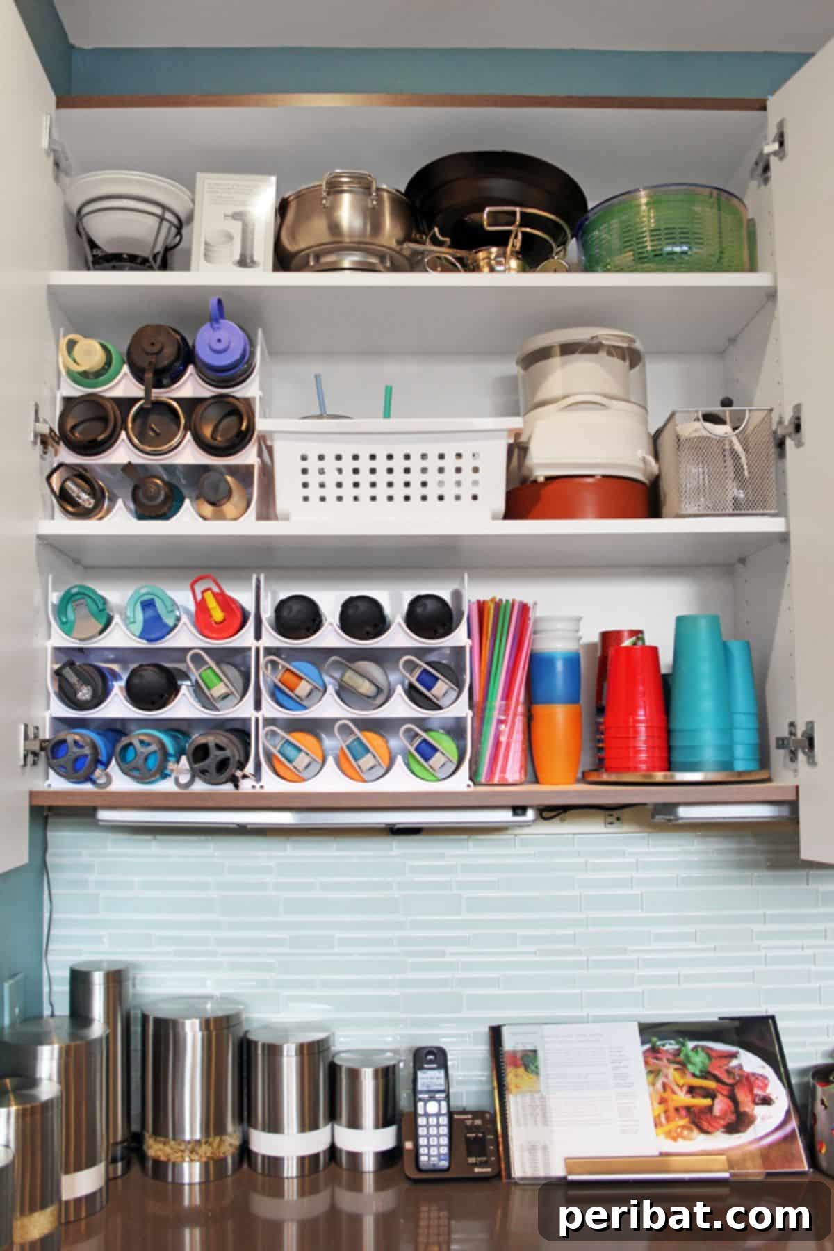 25 Clever DIY Cupboard Organization Hacks 24 DIY Water Bottle Storage