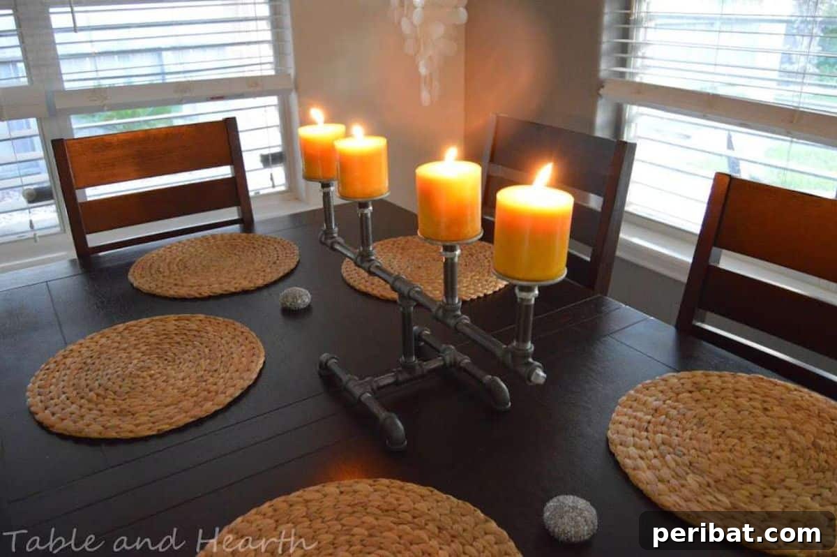 Factory Flair: 48 DIY Industrial Decor Projects 20 Industrial Pipe Candleholder