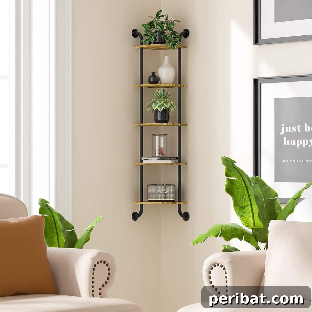 Factory Flair: 48 DIY Industrial Decor Projects 26 Corner Shelf Wall Mount
