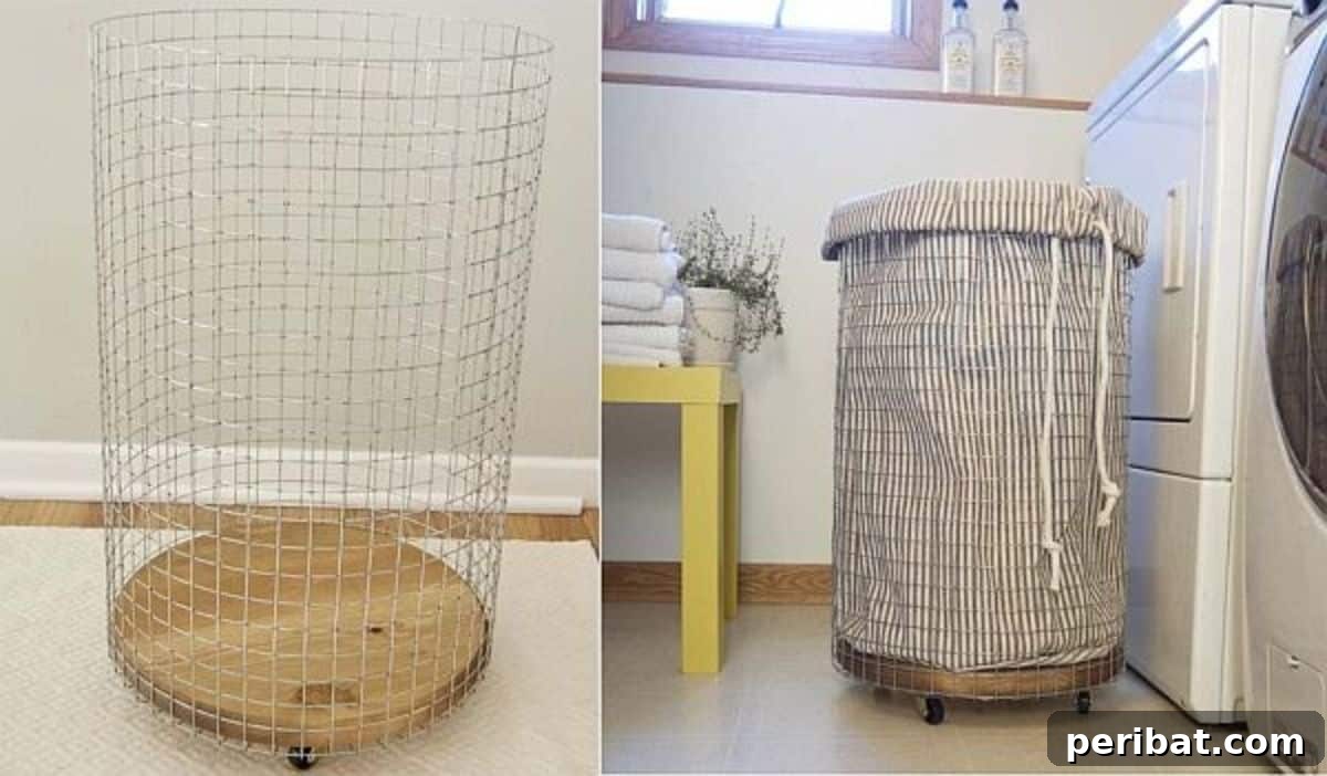 Factory Flair: 48 DIY Industrial Decor Projects 48 DIY Wire Laundry Basket