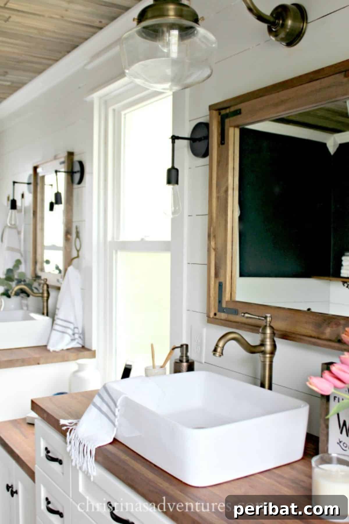 Factory Flair: 48 DIY Industrial Decor Projects 9 DIY Wood Framed Bathroom Mirror