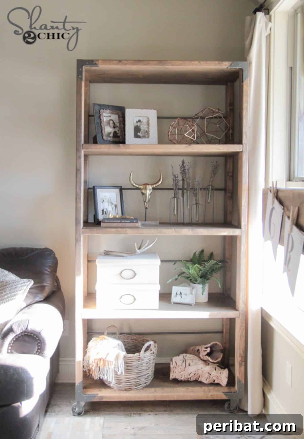 Factory Flair: 48 DIY Industrial Decor Projects 10 DIY Industrial Cart Bookcase
