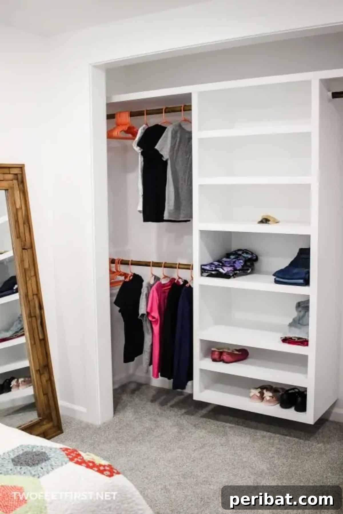 DIY Floating Closet Organizer for small wardrobes