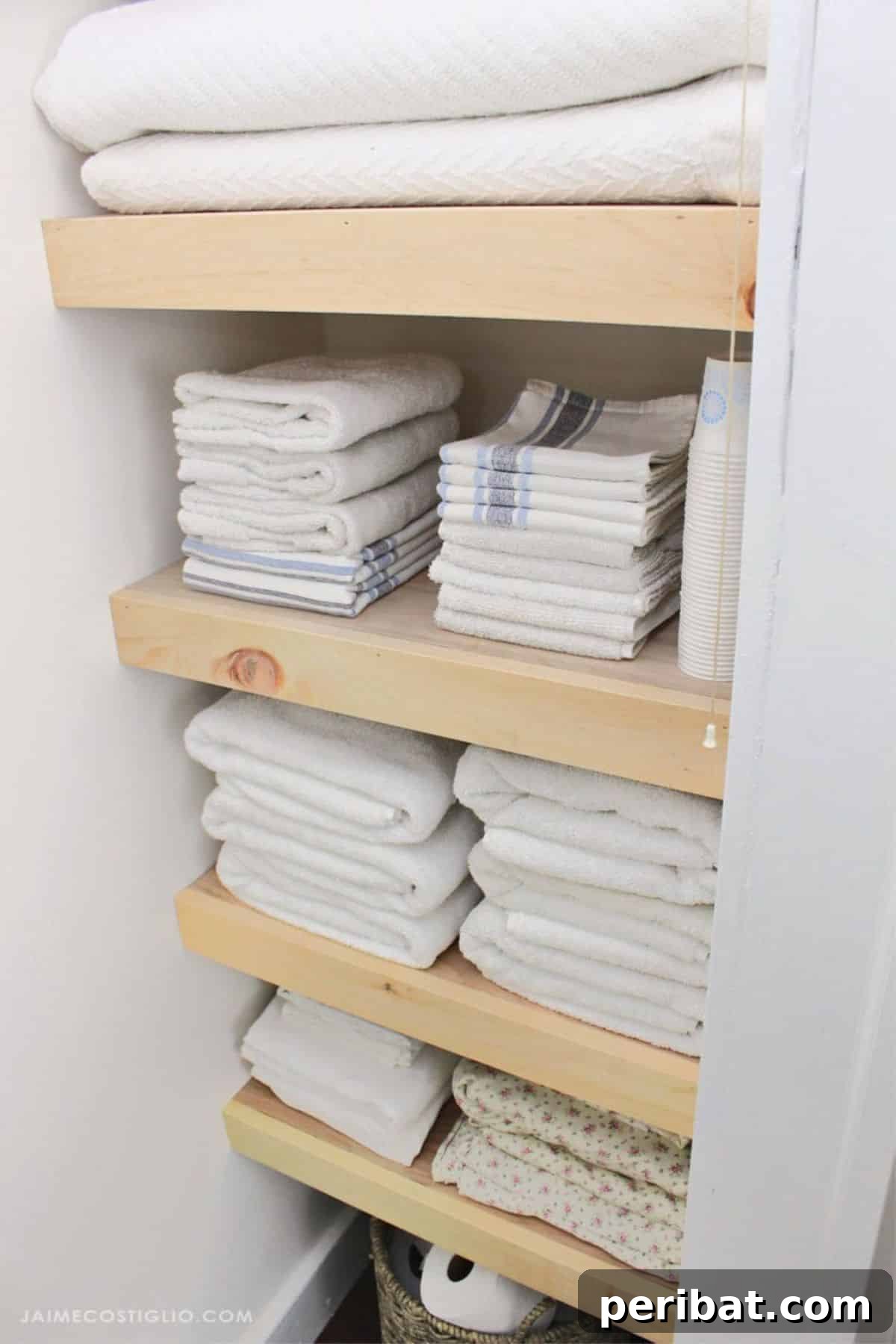 Easy Pretty Plywood Shelves for organized closet