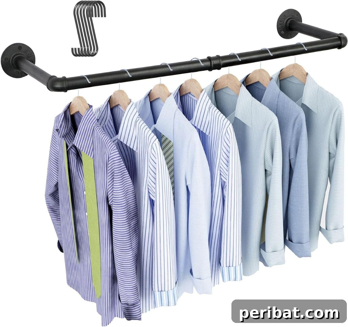 Industrial Pipe Clothing Rack for wall mounting