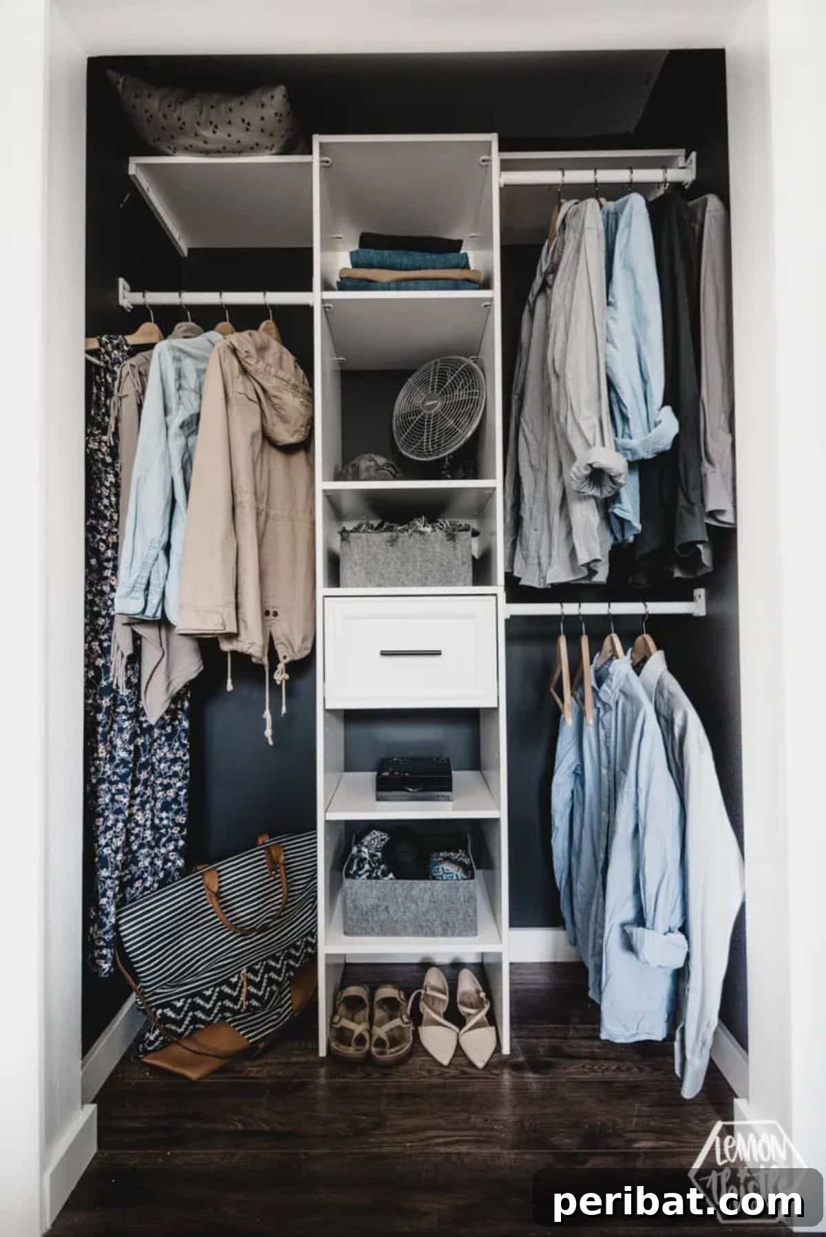 DIY Modern Closet Makeover with clean lines