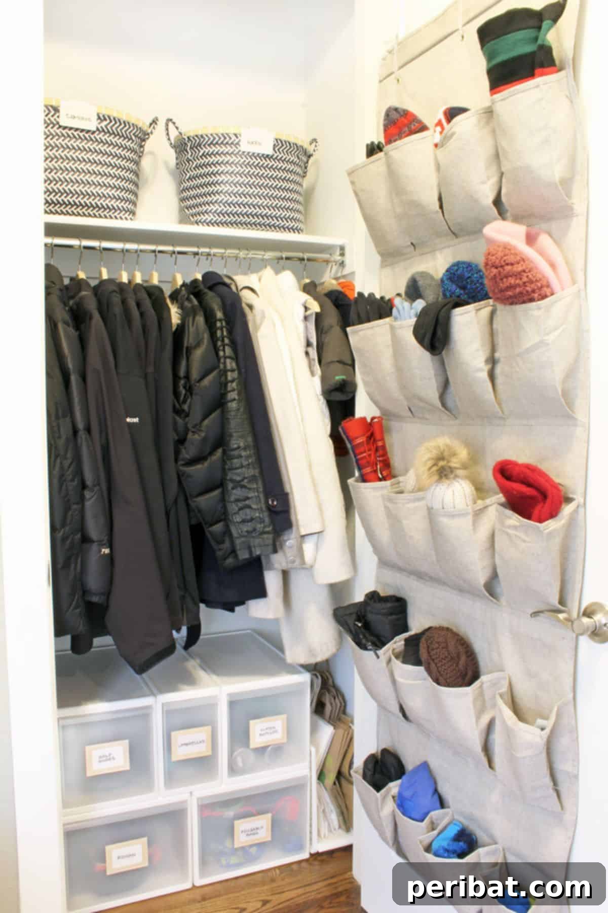 DIY Coat Closet Organization for seasonal clothing