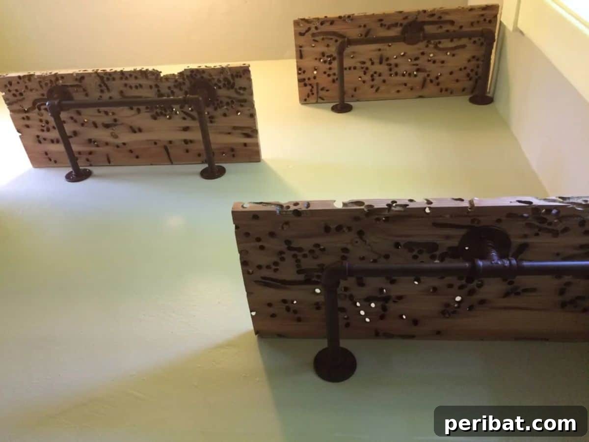 DIY Salvaged Wood Closet Shelving with industrial pipes