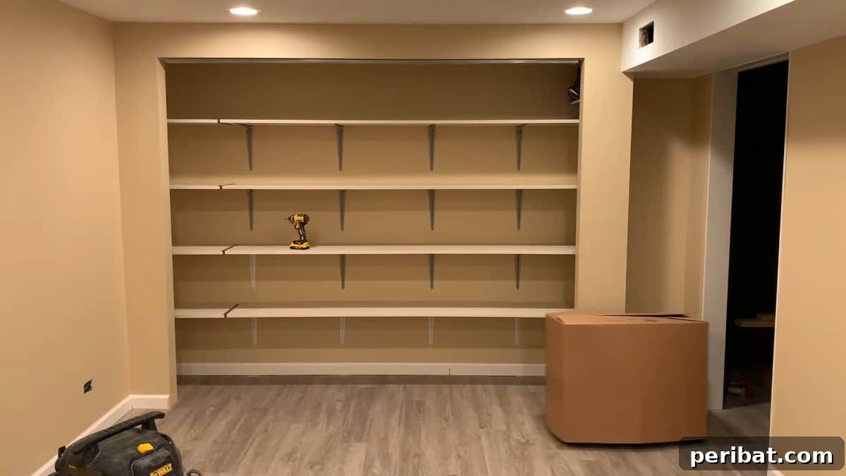 DIY Closet Shelves on a budget with stud finder guidance