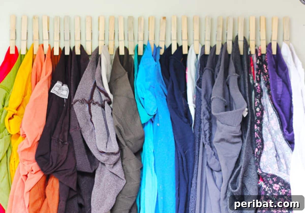 DIY Tights Closet Organization using wooden pegs