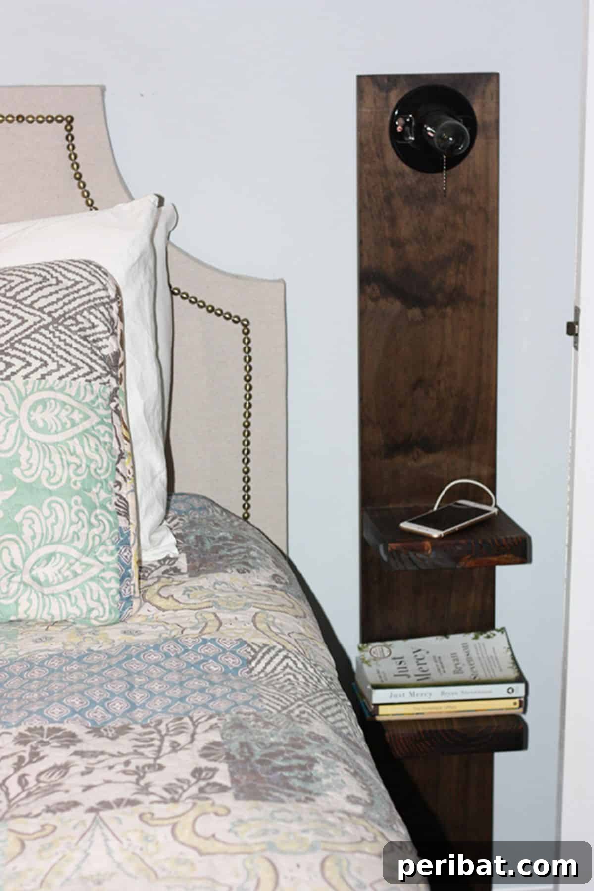 47 Stylish DIY Projects to Modernize Your Home 18 DIY Nightstand. Custom solution for tight bedroom spaces.