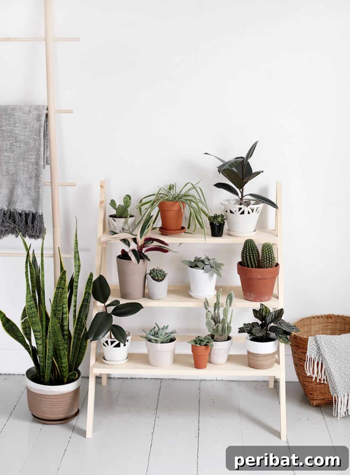 47 Stylish DIY Projects to Modernize Your Home 38 DIY Ladder Plant Stand. Vertical display for your plant collection.