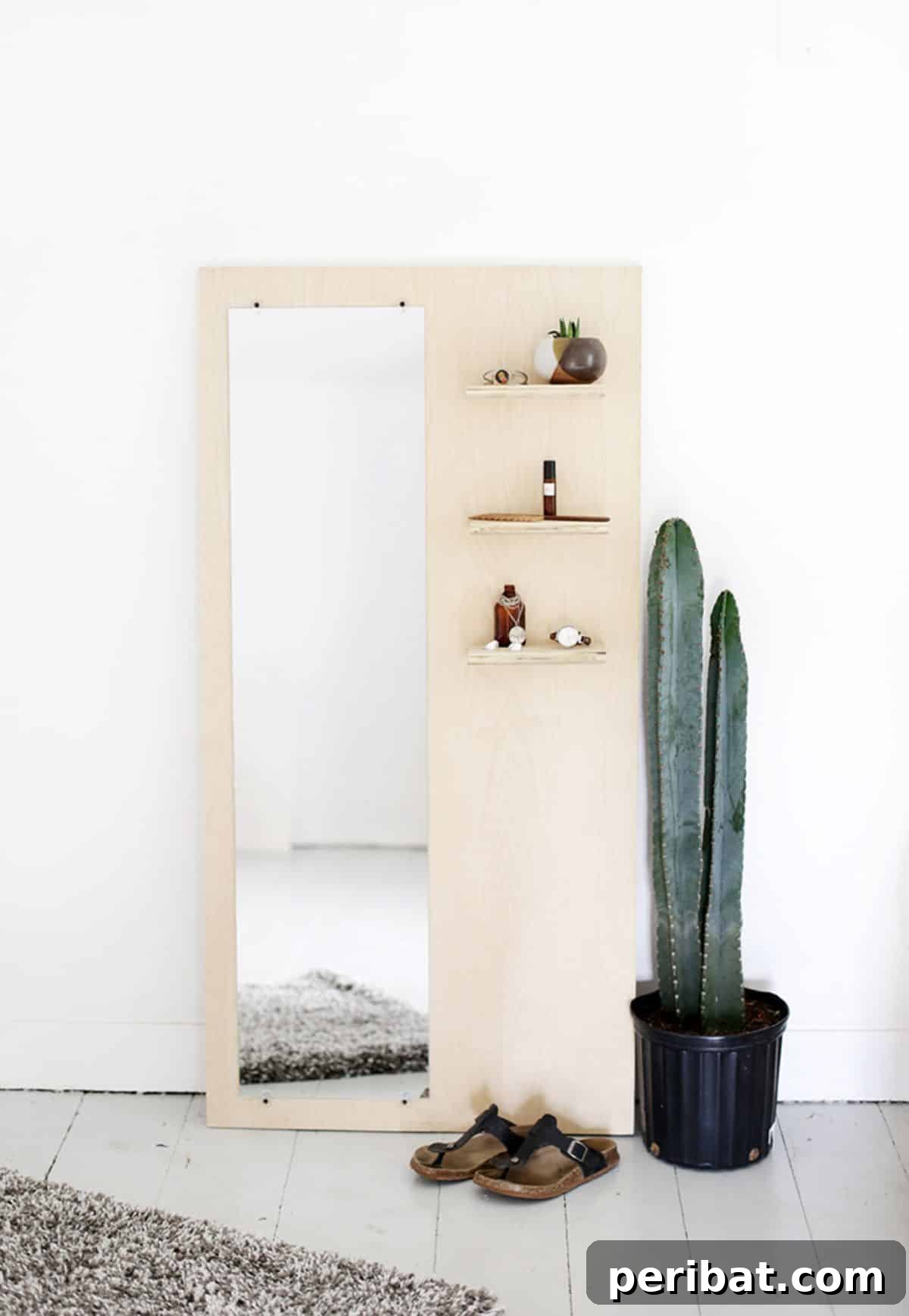 47 Stylish DIY Projects to Modernize Your Home 10 DIY Plywood Floor Mirror. A modern mirror with integrated storage.