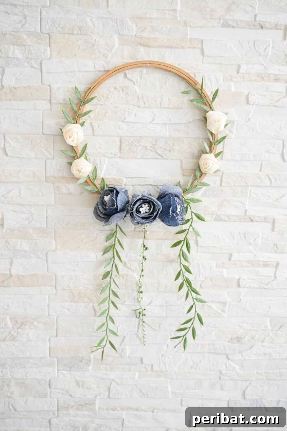 DIY Beautiful Denim Floral Door Wreath