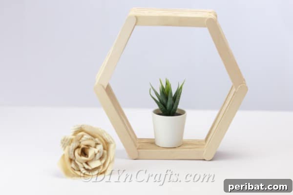 Decorative Popsicle Stick Hexagon Shelf